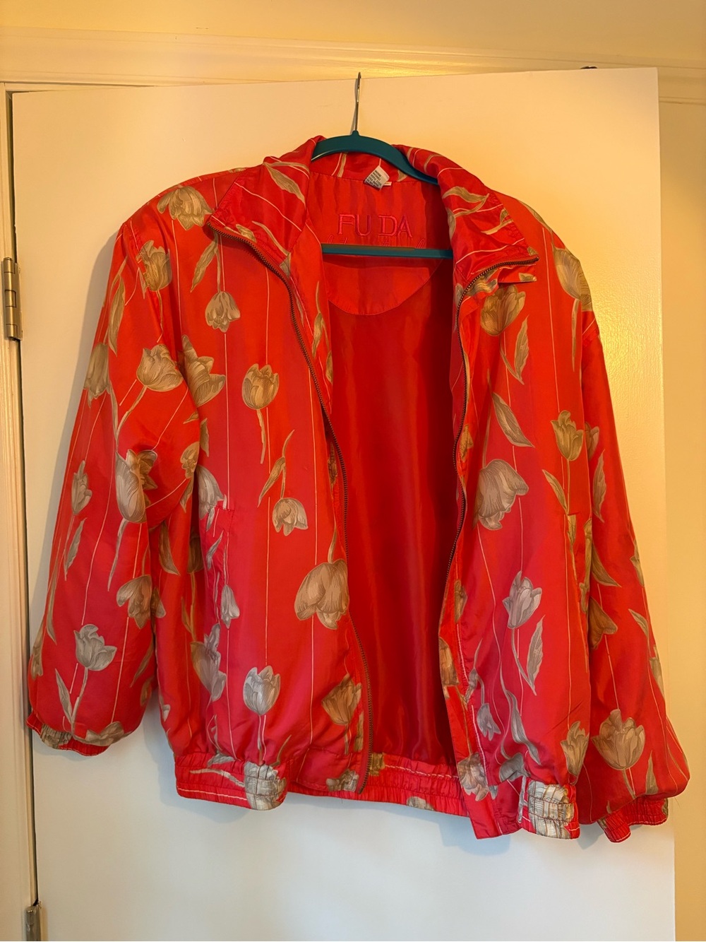 Fuda Pink Floral Silk Bomber Jacket